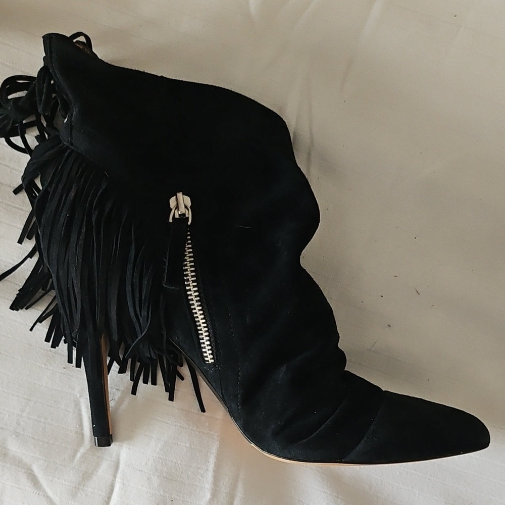 Marissa Webb Black Fringe Ankle Boots